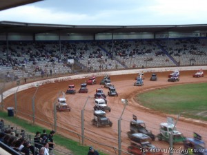 Mini Stocks race at Baypark Speedway