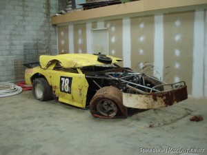 Crashed Super Saloon 94M Baypark Speedway